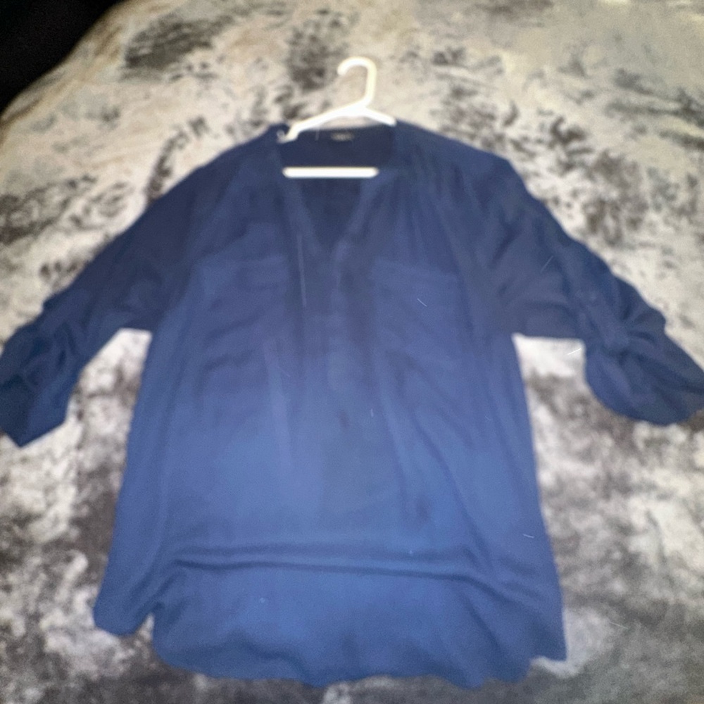 Torrid Navy Blouse with V-Neck